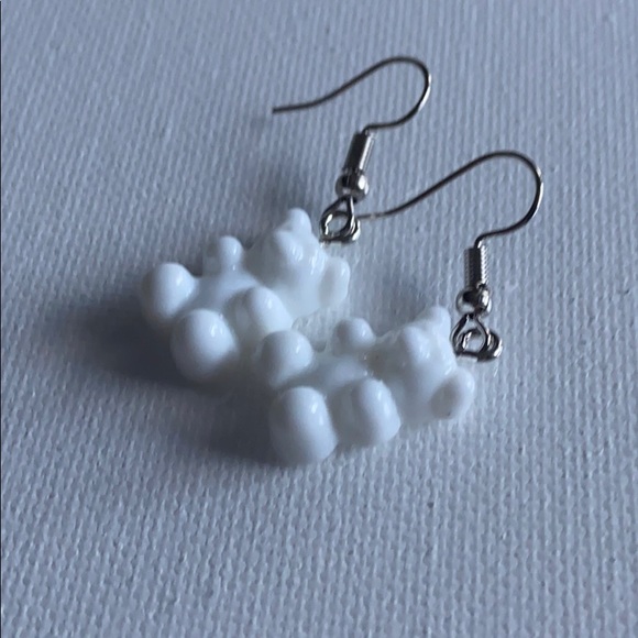 Other - White handmade dangle gummy bear earrings